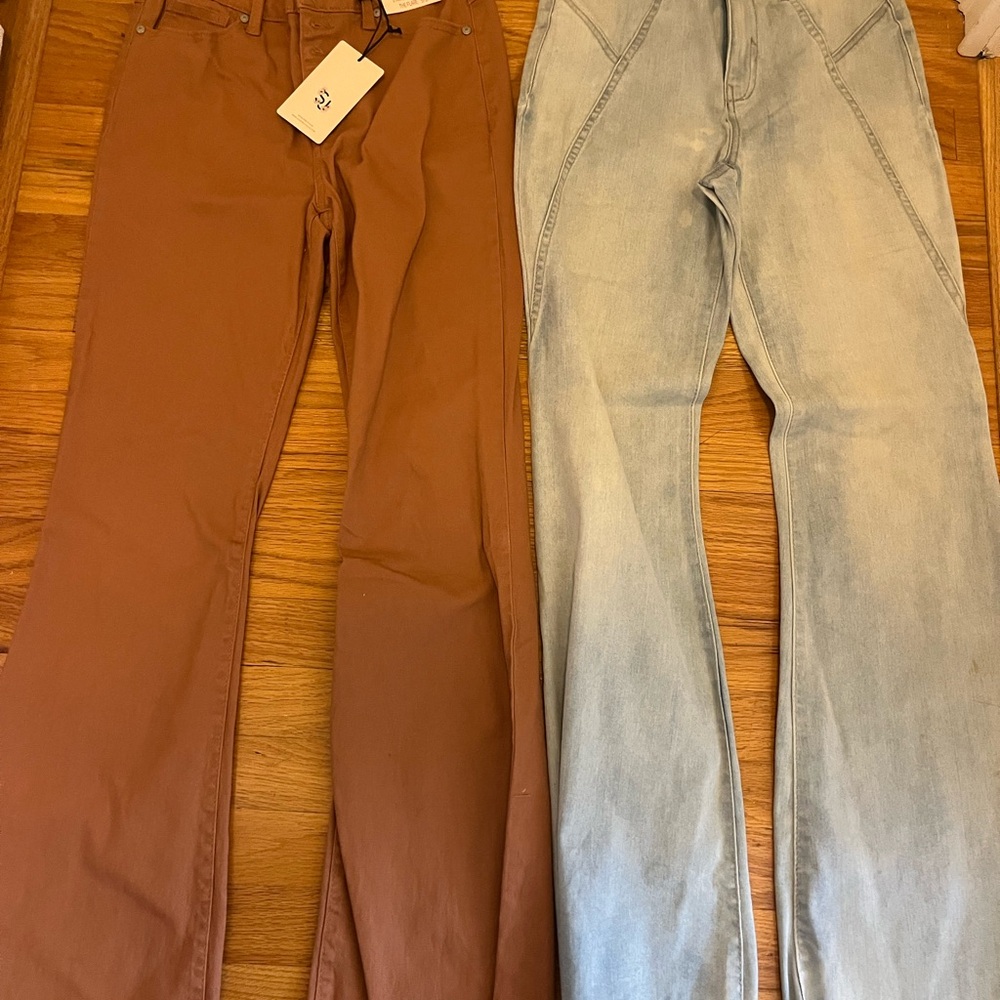 2 for 1 Sincerely Jules Women’s Bootcut Jeans in Brown and Light Blue